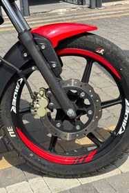 Resim Banxtre TVS Raider için Çift Renk Kırmızı-Beyaz Jant Şeridi Sticker Seti (16 Parça) 