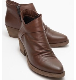 Resim Luvi Shoes Rule Kahverengi Hakiki Deri Kadın Kalın Topuklu Bot kahverengi 