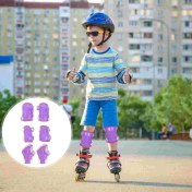 Resim Pengfu Shop Mor Tarzı 1 Takım Paten Koruma Dişlisi Özel Spor Koruyucu Spor Kombinasyonu Koruyucular Çocuk Çocuklar Için (Yurt Dışından) 