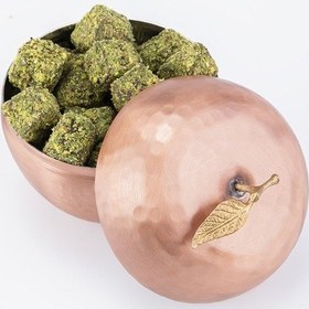 Resim El İşi Bakır Şekerlik Lokumluk Çikolata Sunum Elma Motif Türk Kahve Sunumluk El Dövmesi Çap 8,5 Cm 