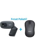 Resim logitech C270 Webcam 960-001063 + B220 Kablosuz Mouse 910-004881 
