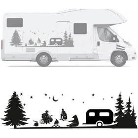 Resim Melek Pazarı 90 X 25 Cm - Kampçı Ayı, Çekme Karavan Kamp Sticker 