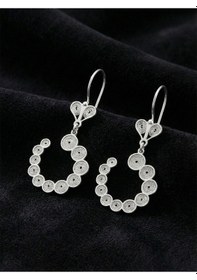 Resim 925 Ayar Elişi Telkari Gümüş Spiral Desenli Halka Sallantılı Küpe Gümüş 