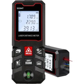Resim Yüksek Hassasiyet 100 Metre Lazer Metre Ölçer LCD Dijital Ekran Su Terazili Lazermetre 
