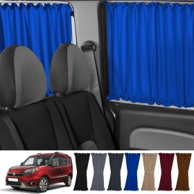Resim Oto Pandami Fiat Doblo Iı Kısa Şase 2010-2023 Uyumlu Mavi Raylı Oto Perde Takımı 