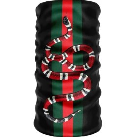 Resim Crown Micro Kırmızı Yeşil Şeritli Yılan Desenli Tasarım Unisex Bandana Boyunluk Motorcu Buff Kask Altı Balaklava 