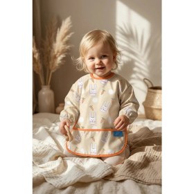 Resim Babydonat Bunny Bliss Su Geçirmez Kollu Bebek Mama Önlüğü - Leke Tutmaz Blw Uyumlu Tavşan Desenli Mama Önlüğü 6-24 Ay 