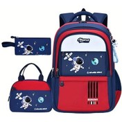 Resim Meridiangoods Büyük Kapasiteli Katlanabilir Ayarlanabilir Askılı Kırmızı Uzay Temalı 3lü Sırt Çantası Seti Okul Ve Seyahat İçin İdeal Kırmızı 