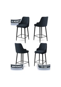 Resim Canisa Concept Enox Serisi,4 Adet Antrasit Sandalye Mutfak Bar Sandalyesi, Babyface Kumaş, Siyah Metal Ayak , Sandalye Antrasit Ayaklar Siyah 
