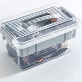 Resim Orret Home Bölmeli ve Katlı Plastik Organizer Makyaj Düzenleyici - Kilitli Takım Sandığı Organizer Kutu, Taşıma Kulplu Çok Amaçlı Düzenleyici, Katlı Saklama Kutusu (ASORTİ RENK) (9 Litre) 