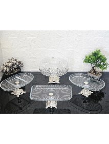 Resim Atabey Home 4 Parça Çeyiz Seti 3 Adet Sunumluk 1 Adet Salata Kasesi Çizgili(Açıklamayı Okuyunuz 