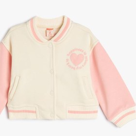 Resim Kız Bebek Bomber Ceket Arkası Baskı Detaylı Uzun Kollu Çıtçıt Kapamalı Şardonlu 
