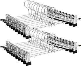 Resim SONGMICS metalden yapılmış pantolon askısı, 31 cm elbise askısı, kaymaz, pantolon, etek ve çoraplar için, klipsli etek askıları, 20'li set, iyi esneklik, krom kaplama, siyah-gümüş CRI003-20 
