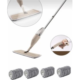 Resim Sprey Mob Bezli Deterjan Hazneli Profesyonel Temizlik Seti, 4 Yedek Bez ile 