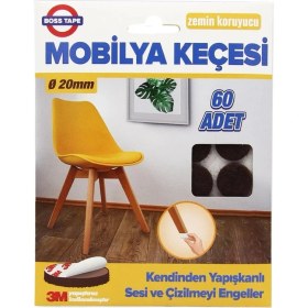 Resim Boss Tape Mobilya Keçesi Sese ve Çizilmeye Son Yapışkanlı 20 mm x 60 Ad - Yuvarlak 