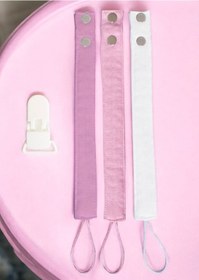 Resim Joyous Mom Kids Müslin Bebek Emzik Askısı Plastik Klips Tutacaklı Beyaz - Pembe 