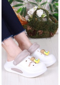 Resim Fort E468 Bella Beyaz Camel Eva Malzeme Sabo Doktor Medikal Aşçı Günlük Burnu Kapalı Terlik Beyaz 