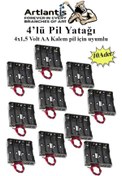 Resim 4 Lü Pil Yatağı Deney 10 Adet Pil Yuvası Pil Kutusu Aa Kalem Kalın Pil 4x1,5 Volt Yaylı Pil Yuvası 