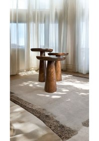 Resim Wood Ahşap 3 Lü Set Fitilli Mantar Yan Sehpa Konik / Ceviz Renk 