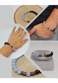Resim Angelit & Oniks Taşı 8mm Unisex Tasarım Bileklik Hawaii Model 39 Çok Renkli 