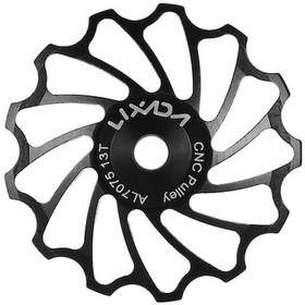 Resim 7075 Alüminyum Seramik Rulmanlı Bisiklet Arka Vites Kolu Tekerlekleri, 13 Diş, Siyah, 2 Adet Seti 