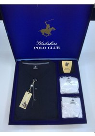 Resim Polo Club Erkek Damat Uzun Kol Pijama Takım Atlet Boxer Çorap Kutulu Set Lacıvert 