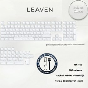 Resim Leaven Mekanik Klavye Keycap -136 Tuşlu Dalgalı Beyaz Tuş Takımı 