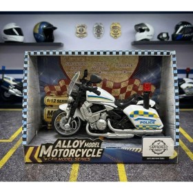 Resim Farbu Oyuncak Çek Bırak 1:12 Ölçekli Sesli ve Işıklı Polis Motosikleti - 15 cm Oyuncak Motor 
