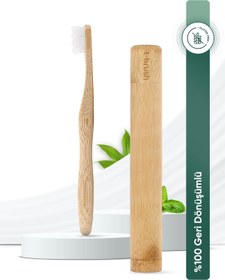 Resim TBRUSH Nano Beyaz Bambu Diş Fırçası - Ultra Soft + Diş Fırçası Saklama / Taşıma Kabı 