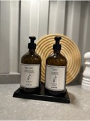 Resim mübish Amber 2'li Sıvı Sabun Ve Bulaşık Deterjanı Şişesi 500 Ml Sabunluk Seti Cam 
