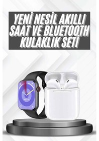 Resim Akıllı Saat Gümüş Kasa Bluetooth Kulaklık Hediyeli Çok Fonksiyonlu İkili Set 