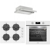 Resim Silverline Beyaz Ankastre Set (1350 Esty Aspiratör - Cs5335w01 Ocak - Bo6502w02 Fırın) 