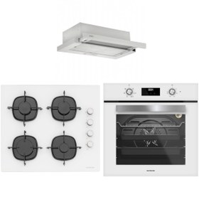 Resim Silverline Beyaz Ankastre Set (1350 Esty Aspiratör - Cs5335w01 Ocak - Bo6502w02 Fırın) 