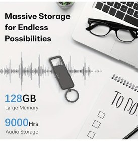 Resim Challenger 128gb Dijital Ses Kaydedici Oynatma 9000 Saat Depolama 24 Saat Pil Usb C Gürültü Azaltma Toplantı Ders Ve Röportajlar İçin 