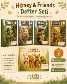 Resim Papelia Honey & Friends Büyük Boy Defter Seti 9 Parça Sevimli Karakterli Çizgili, Çizgisiz, Kareli, Not Ve Resim Defteri Seti Ciltsiz 