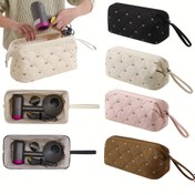 Resim Büyük Kapasiteli Saç Kurutma Makinesi ve Kıvırma Çubuğu Düzenleyici Çanta - Çok Fonksiyonlu Makyaj Pouch'u, Kapitone Tasarımıyla Taşınabilir Depolama için Güzellik Araçları ve Aksesuarları, Güzellik Temel Düzenleyici|Kapitone Dokulu Çanta|Dayanıklı Tutma Kolu, Saç Bakım Aksesuarları 