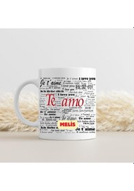 Resim Kişiye Özel 100 Dilde Seni Seviyorum Tasarımlı Kupa Bardak Saydam 