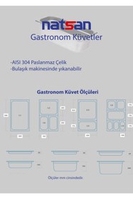 Resim Natsan Paslanmaz Çelik Gastronom/gastronorm Küvet Gn 1/9-100 (17,6 X 10,8 X 10 CM) 
