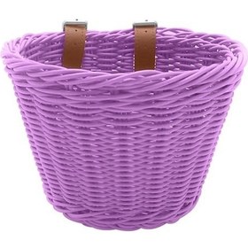 Resim Çocuk Bisiklet Ön Sepet Bisiklet Askılı Sepet Bisiklet Pp Rattan Dokuma Sepet Ayarlanabilir Kemerlerle F Mor Mor 
