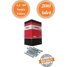 Resim mobilyap Akdeniz 4,5X40 Sunta Vidası Sivri Uçlu Ahşap Tahta Ağaç Mobilya Ayak Kulp Vidası 200 Adet 