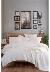 Resim Ecocel Pike Örtü Battal Megaking 230x260cm Karde Krem Krem 