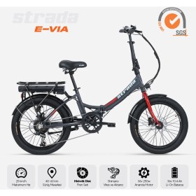 Resim Strada Cycles E-Via 20 Jant Hidrolik Disk Katlanabilir Elektrikli Bisiklet 