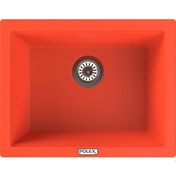 Resim Polex Cristalüx Granit Evye P-09 Turuncu Tezgah Altı Ve Tezgah Üstü Kare Mutfak Evyesi 55.5x43.5 CM 