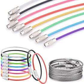 Resim 5/10/20 Paket Paslanmaz Çelik Döngü Tel Anahtarlık Kablo - Büyük 15.24 cm Anahtarlıklar, Çeşitli Renkler (Siyah, Kırmızı, Sarı, Yeşil, Mavi, Mor) Bagaj Etiketleri, Anahtar Etiketleri, Mutfak Eşyaları, Toz Tutucu Tutma, Dayanıklı ve Güvenli Kapatma, Kullanışlı Anahtarlık | Renkli Anahtarlık | Dayanıklı Kapatma 