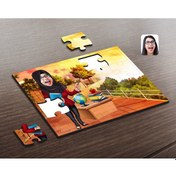 Resim Kişiye Özel Tesettürlü Kadın Öğretmen Karikatürlü Ahşap Puzzle-1 