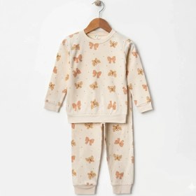 Resim Enza Butik Kız Çocuk %100 Pamuk Yumuşacık Interlok Kumaş Kelebek Desenli Pijama Takımı 3-6 Yaş 