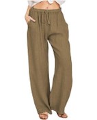 Resim Kahverengi Yazlık Kadın Pantolon Büyük Beden Bol Günlük Pantolon 2xl Kahverengi 