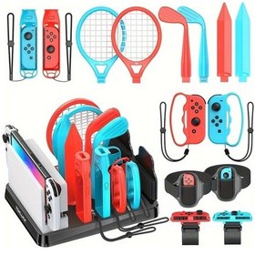 Resim Sunshine022 Nintendo Switch İçin 15 İn 1 Spor Aksesuar Seti Masaüstü Standlı Dayanıklı Abs 