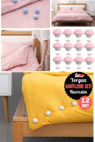 Resim Munico 12 Adet Nevresim İğnesi Yorgan Düğmesi Set Yatak Odası Düzenlemelerinizde Yardımcı Yorgan Battaniye 