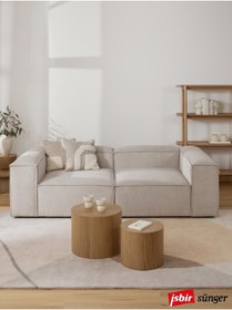 Resim Mobilya Depom Mode Soft Ikili Kanepe Koltuk 2 Modül Bej Keten 05 Kumaş Işbir Sünger(DAİRENİZE TESLİM) 